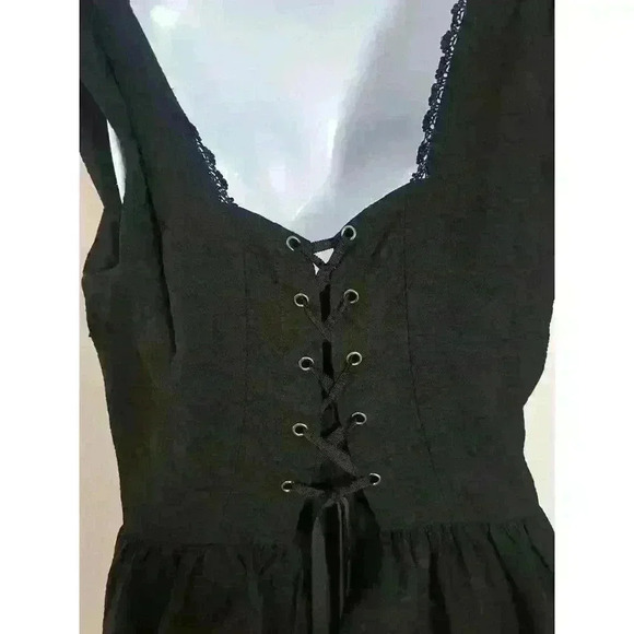 Torrid Black Laceup Dress Corset Babydoll Tulle Goth Steampunk Victorian - Picture 4 of 15
